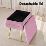 Artiss Ottoman Storage Foot Stool Velvet Pink - Top-Down View