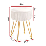 Artiss Ottoman Storage Foot Stool Vanity Velvet Round White - Front View