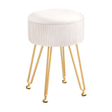 Artiss Ottoman Storage Foot Stool Vanity Velvet Round White - Side View