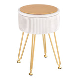 Artiss Ottoman Storage Foot Stool Vanity Velvet Round White - Top-Down View