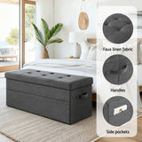 Artiss Storage Ottoman Foot Stool Rest Foldable - Rear View