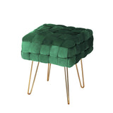 Cleo Velvet Green Footstool with Gold Legs