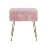 Artiss Storage Ottoman Vanity Foot Stool Pink - Side View