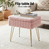 Artiss Storage Ottoman Vanity Foot Stool Pink - Top-Down View