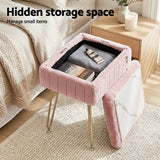 Artiss Storage Ottoman Vanity Foot Stool Pink - 45-Degree Angle