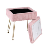 Artiss Storage Ottoman Vanity Foot Stool Pink - Low Angle