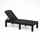 Gardeon Sun Lounge Outdoor Folding Recliner Patio Pool Beach Chair Rattan Black - Side View