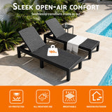 Gardeon Sun Lounge Outdoor Folding Recliner Patio Pool Beach Chair Rattan Black - Top-Down View