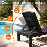 Gardeon Sun Lounge Outdoor Folding Recliner Patio Pool Beach Chair Rattan Black - 45-Degree Angle