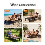 Gardeon Sun Lounge Outdoor Folding Recliner Patio Pool Beach Chair Rattan Black - Low Angle