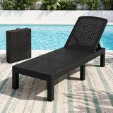 Gardeon Sun Lounge Outdoor Folding Recliner Patio Pool Beach Chair Rattan Black - Extra Image