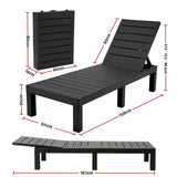 Gardeon Sun Lounge Outdoor Folding Recliner Patio Pool Beach Chair Slatted Black - Front View