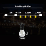 Mazam 50M Festoon String Lights LED Christmas Waterproof - 45-Degree Angle