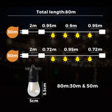 Mazam 80M LED Festoon String Lights Waterproof - Front View
