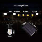 Mazam 20M Solar LED Festoon String Lights Christmas Waterproof - 45-Degree Angle