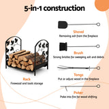 Gardeon Firewood Rack 48cm Wood Rack Firewood Storage Indoor Outdoor Black - Top-Down View