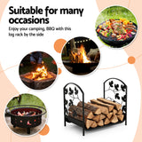 Gardeon Firewood Rack 48cm Wood Rack Firewood Storage Indoor Outdoor Black - 45-Degree Angle