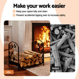 Gardeon Firewood Rack 48cm Wood Rack Firewood Storage Indoor Outdoor Black - Rear View