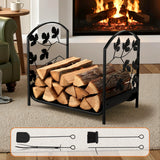 Gardeon Firewood Rack 48cm Wood Rack Firewood Storage Indoor Outdoor Black - Close-Up Angle