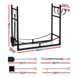 Gardeon Firewood Rack 84cm Wood Rack Firewood Storage Indoor Outdoor Black