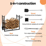Gardeon Firewood Rack 84cm Wood Rack Firewood Storage Indoor Outdoor Black - Top-Down View