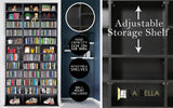 Adjustable Shelves CD DVD Bookcase Storage Shelf - BLACK - Front View