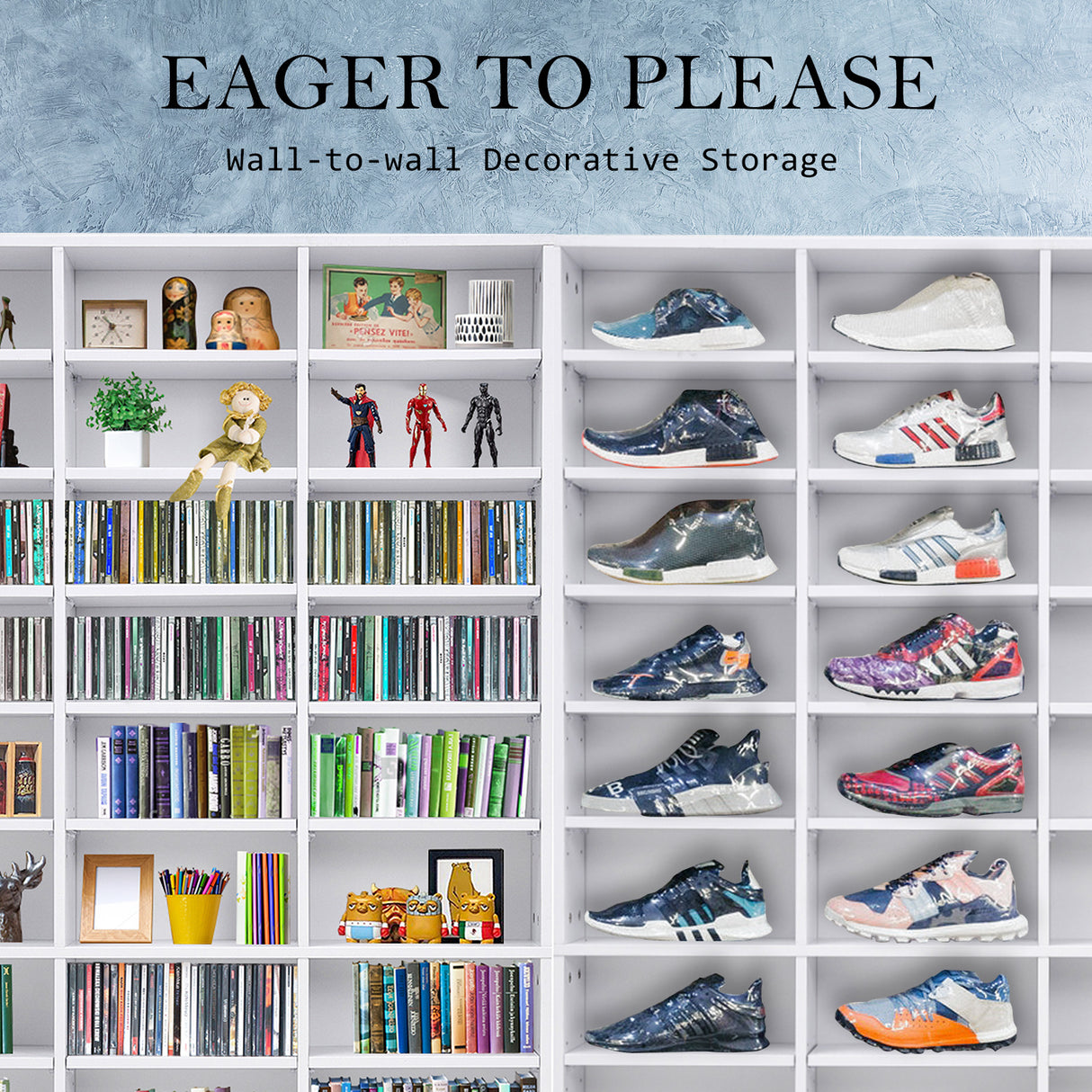 Adjustable Shelves CD DVD Bookcase Storage Shelf - WHITE