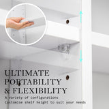 Adjustable Shelves CD DVD Bookcase Storage Shelf - WHITE - 45-Degree Angle