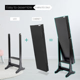146cm Mirror Jewellery Cabinet 2 Drawers LOWE - BLACK - Extra Image