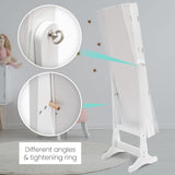 146cm Mirror Jewellery Cabinet 2 Drawers LOWE - WHITE - 45-Degree Angle