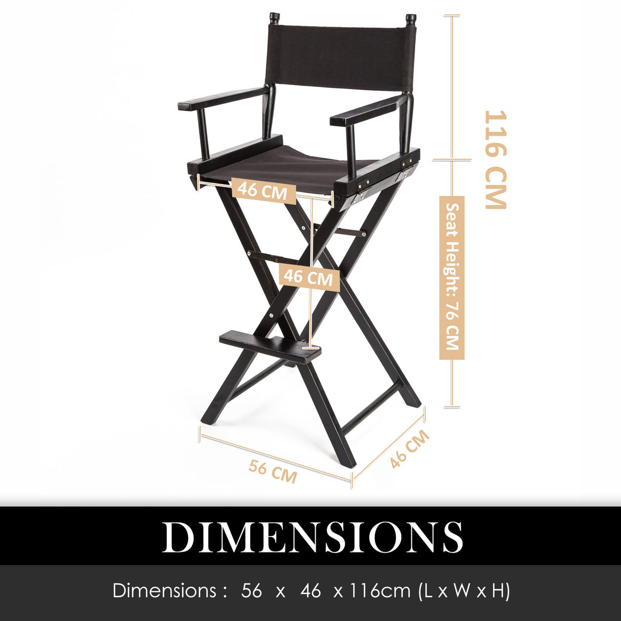 2X 76cm Tall Director Chair - DARK HUMOR