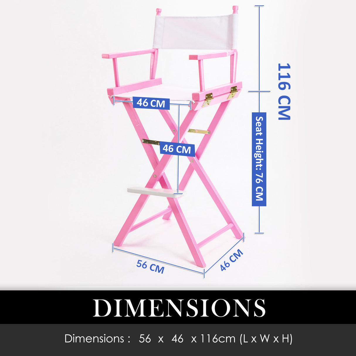 2X 76cm Tall Director Chair - PINK HUMOR