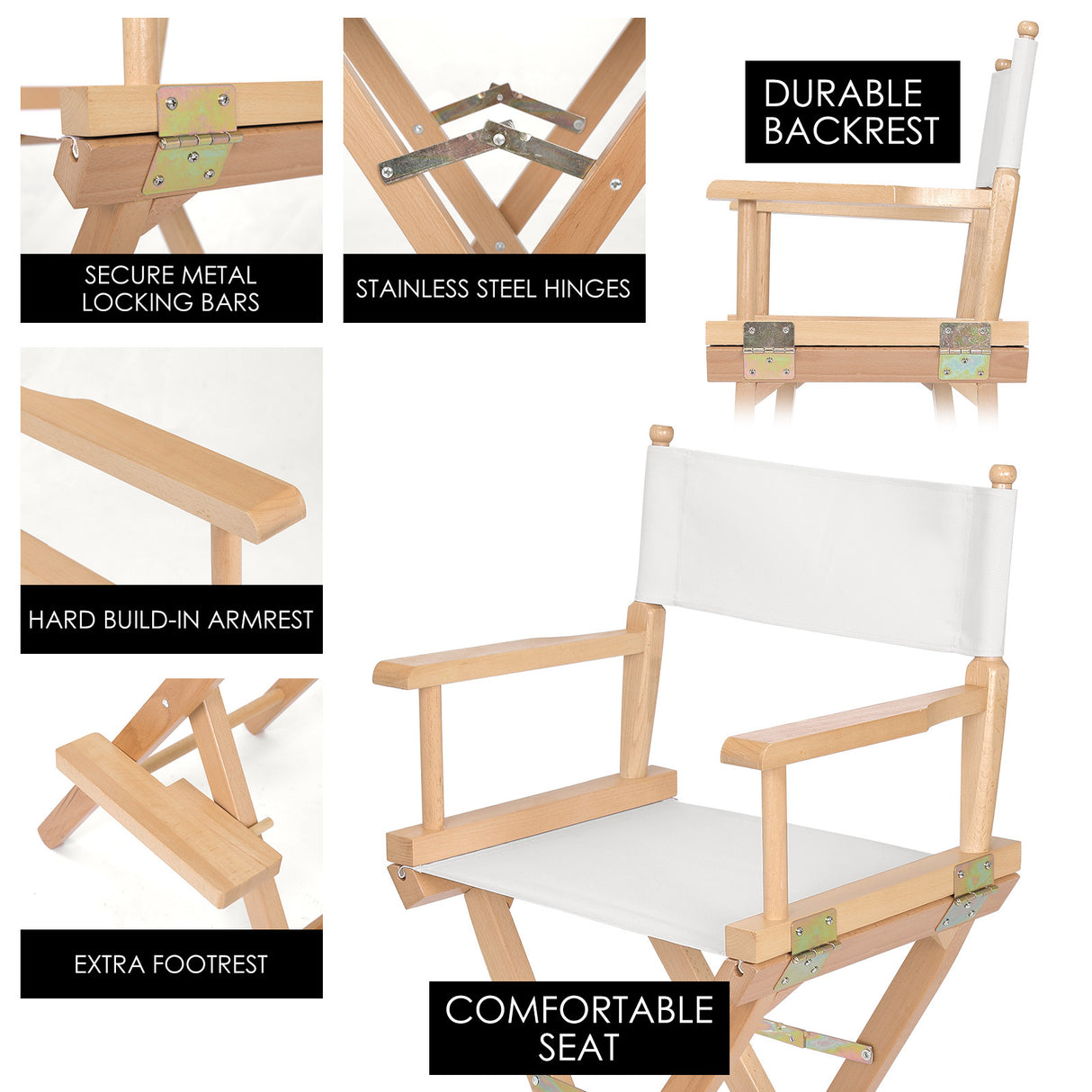 2X 76cm Tall Director Chair - WOOD HUMOR