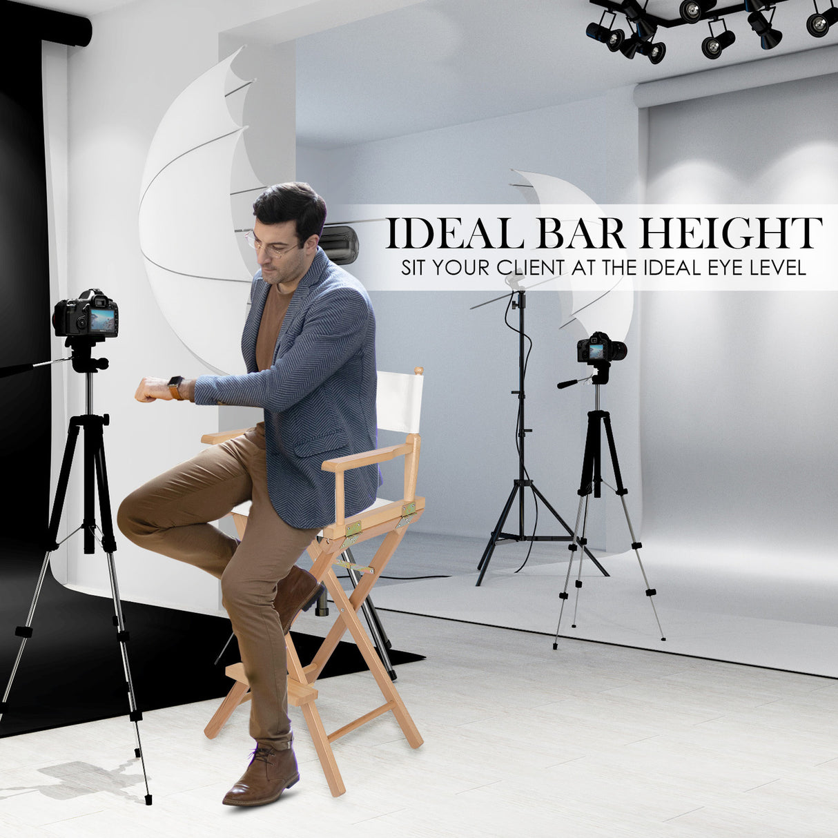2X 76cm Tall Director Chair - WOOD HUMOR
