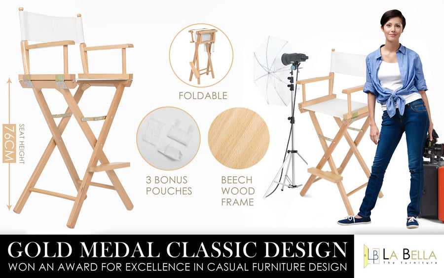 2X 76cm Tall Director Chair - WOOD HUMOR