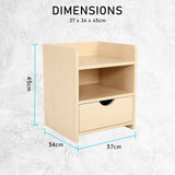 2X Bedside Table 1 Drawer 2 Shelf LARK - OAK