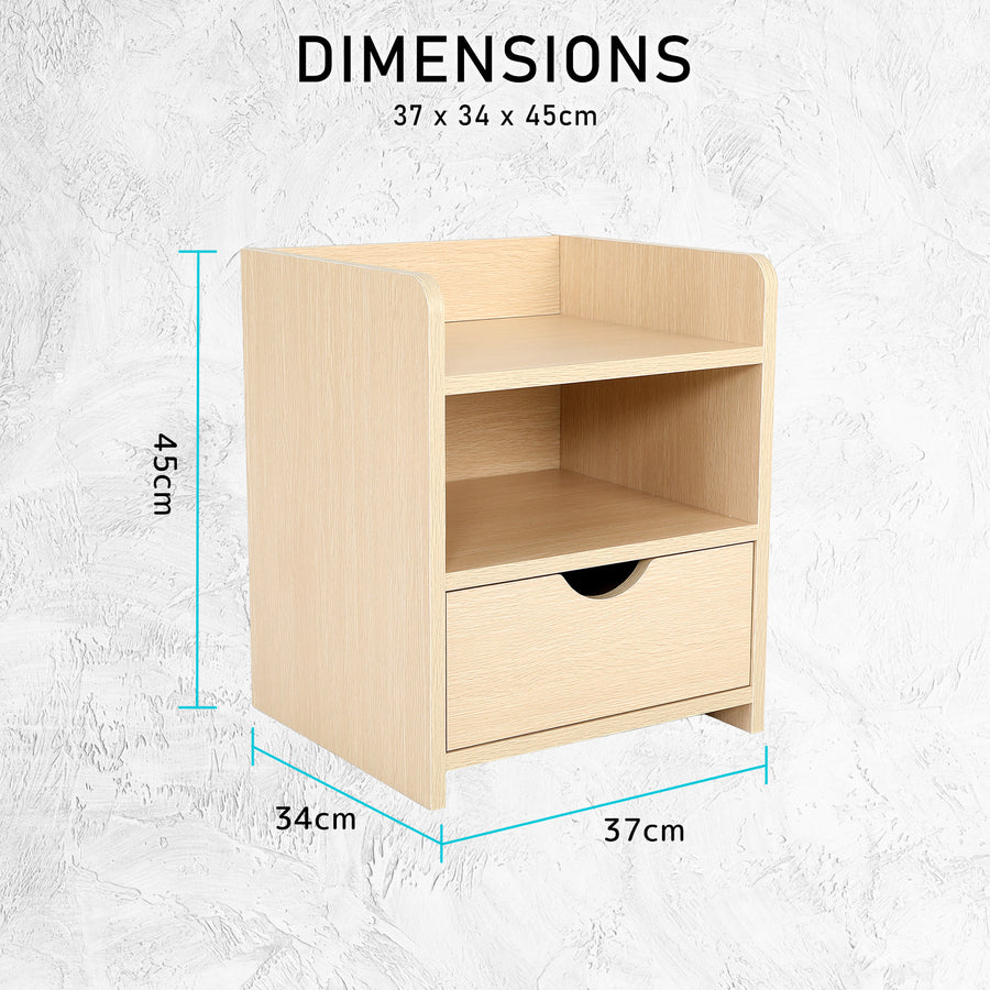 Bedside Table 1 Drawer 2 Shelf LARK - OAK