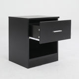 2X Bedside Tables 1 Drawer 1 Shelf ELLA - BLACK