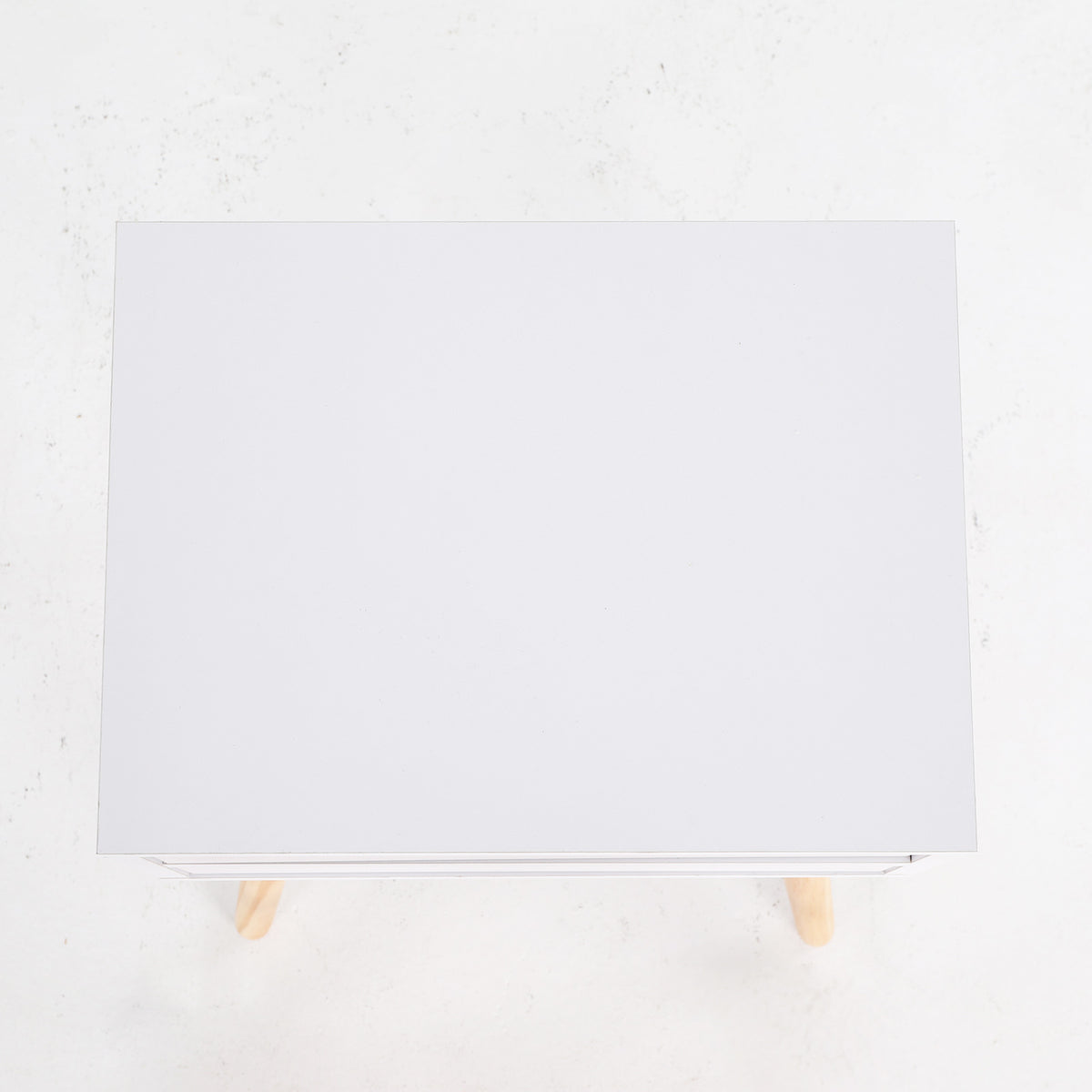 2X Bedside Table 2 Drawer Long Wood Leg SUZY - WHITE
