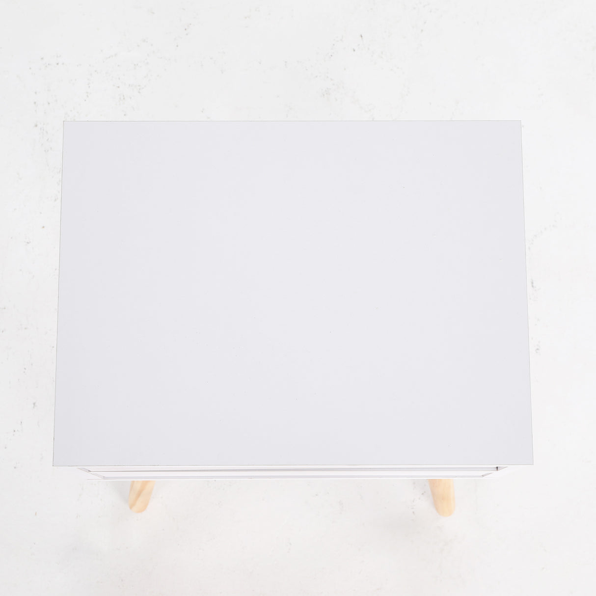 Bedside Table 2 Drawer Long Wood Leg SUZY - WHITE