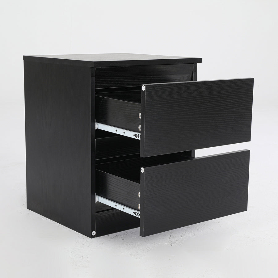 2X Bedside Tables 2 Drawer JOSS - BLACK