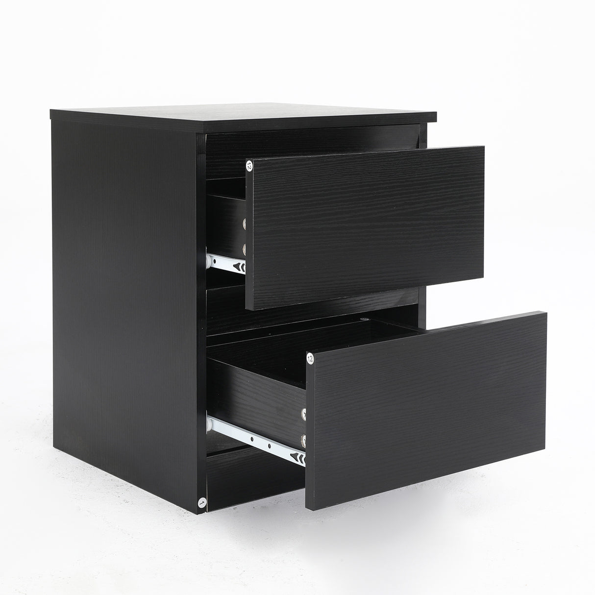 Bedside Tables 2 Drawer JOSS - BLACK