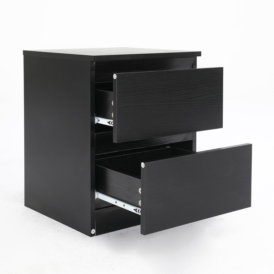 Bedside Tables 2 Drawer JOSS - BLACK