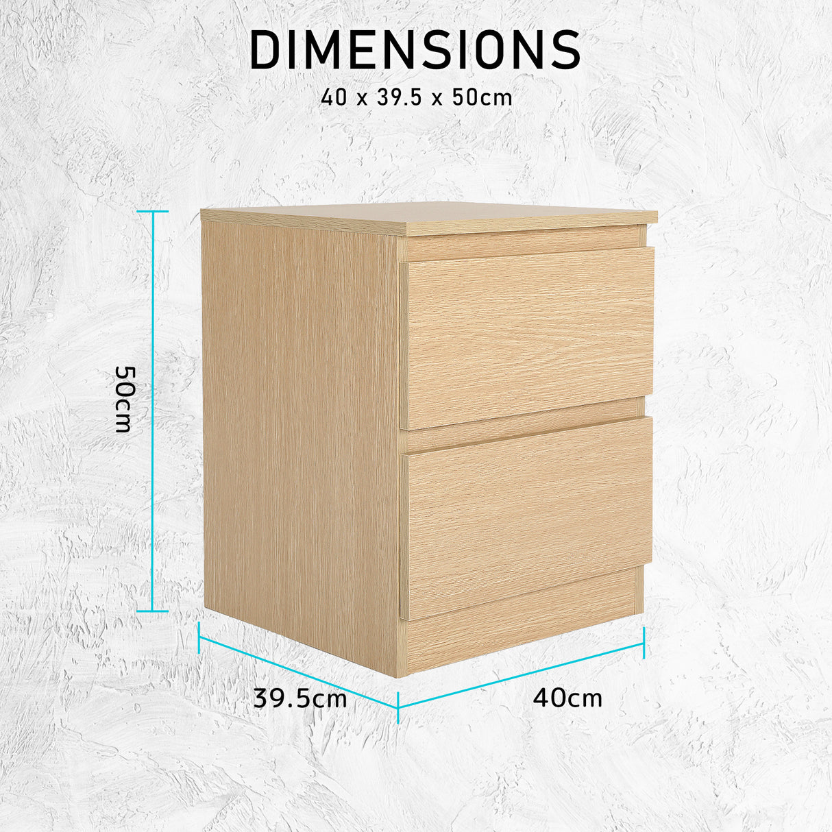 Bedside Tables 2 Drawer JOSS - OAK