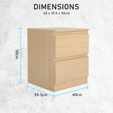 Bedside Tables 2 Drawer JOSS - OAK - Extra Image