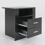 2X Bedside Tables 2 Drawer 1 Shelf ZURI - BLACK