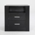 2X Bedside Tables 2 Drawer 1 Shelf ZURI - BLACK