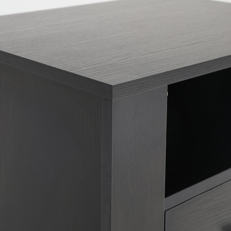 2X Bedside Tables 2 Drawer 1 Shelf ZURI - BLACK