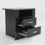 2X Bedside Tables 2 Drawer 1 Shelf ZURI - BLACK