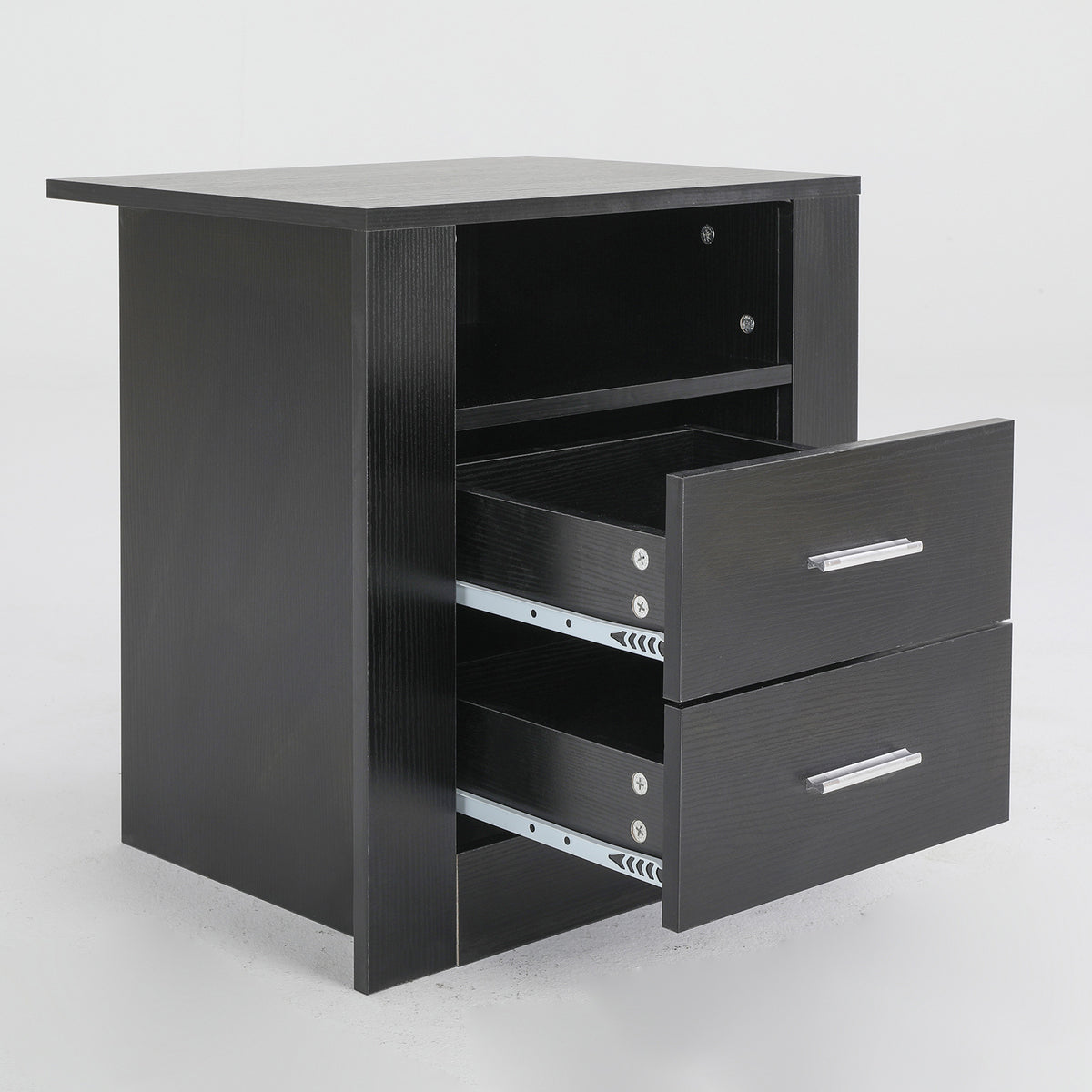 Bedside Tables 2 Drawer 1 Shelf ZURI - BLACK